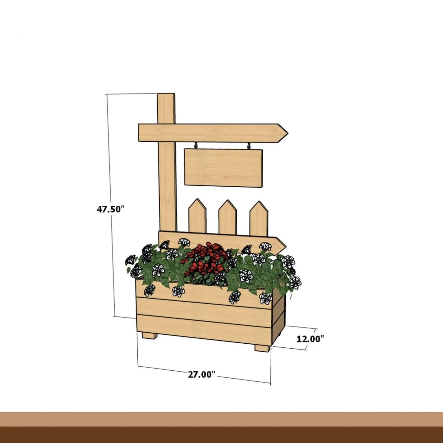 DIY Welcome Planter Plan PDF | Porch Sign Stand with Flower Box |Beginner Woodworking