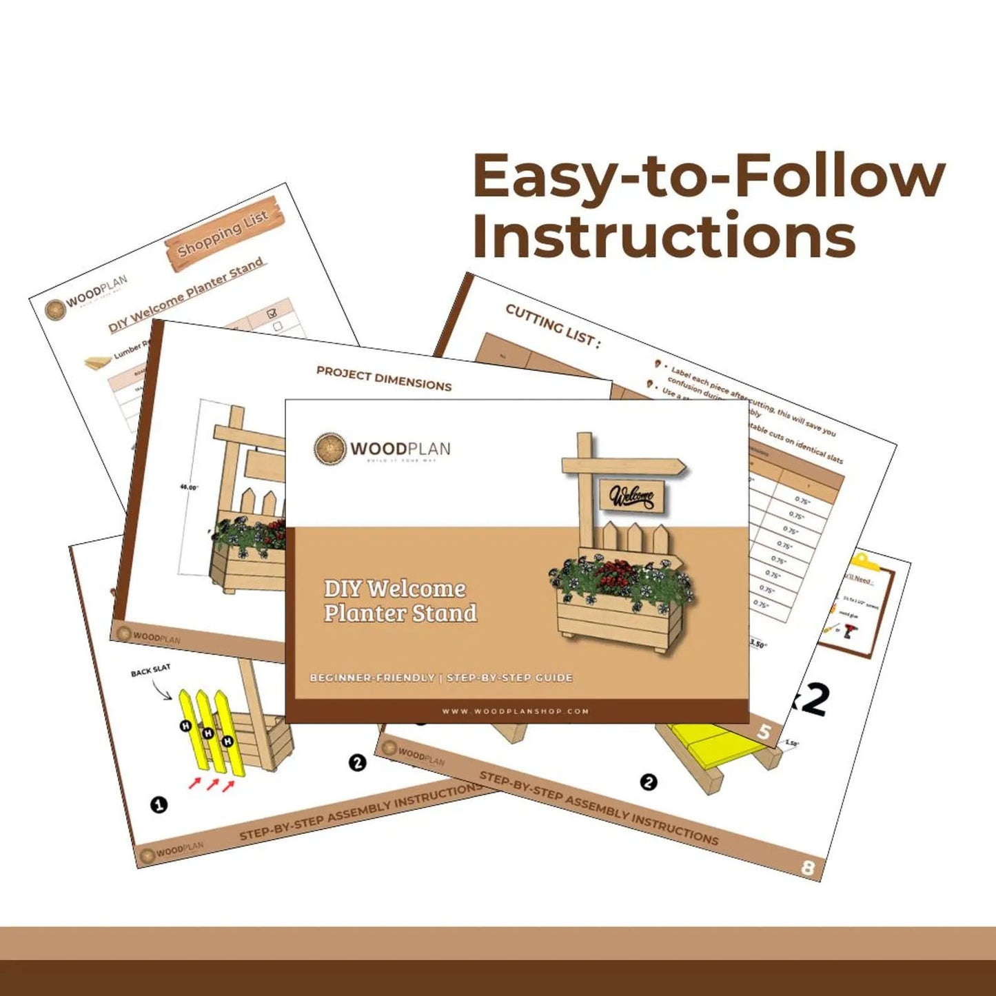 DIY Welcome Planter Plan PDF | Porch Sign Stand with Flower Box |Beginner Woodworking