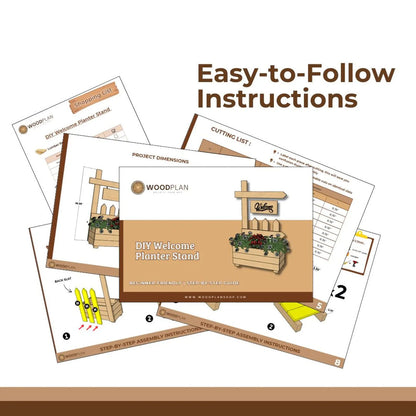 DIY Welcome Planter Plan PDF | Porch Sign Stand with Flower Box |Beginner Woodworking