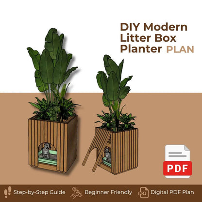 Hidden Cat Litter Box Planter: DIY Woodworking Furniture Plan (Digital Download)