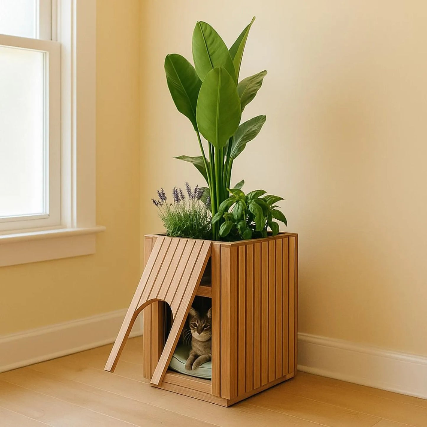 Hidden Cat Litter Box Planter: DIY Woodworking Furniture Plan (Digital Download)